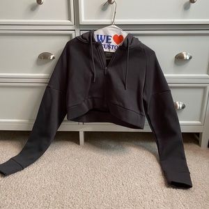 Gymshark dark grey hooded crop top zip up!